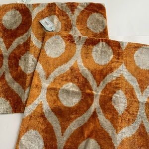 TWO Elysian βKayseri Square Pillow Coversβ Vintage Silk - 20x 20